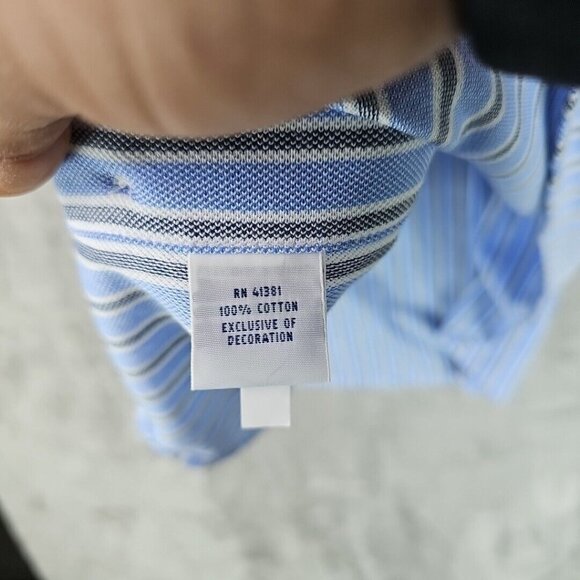 Ralph Lauren Knit Oxford Shirt Mens Size 3XB Blue Striped Embroidered Pony - Picture 7 of 8